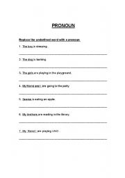 English worksheet: Pronoun worksheet