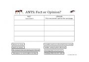 English worksheet: Fact or Opinion?  --Ants