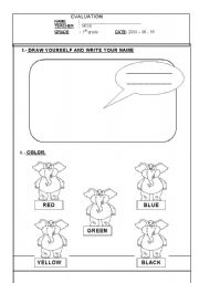 English worksheet: colors evaluation