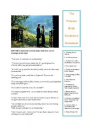 English Worksheet: The Princess Bride vocabulary