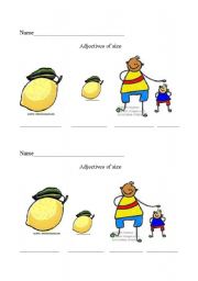 English worksheet: Adjectives of size