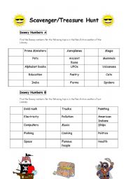 English worksheet: Library: Dewey Numbers