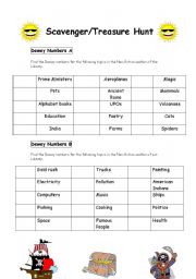 English Worksheet: Library: Dewey Numbers