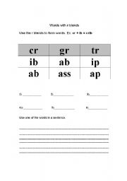 English worksheet:  r blends