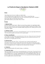English Worksheet: La Puerta Vocabulary Olympics