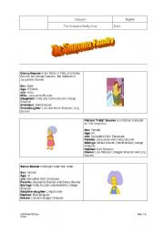 English Worksheet: The Simpsons family Flashcards II