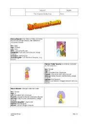 English worksheet: The Simpsons family Flashcards II