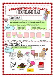 English Worksheet: Prepositions of place +House and Flat