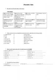 English Worksheet: Chocolate cake recipe Worksheet (Part 5)