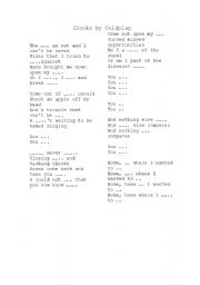 English worksheet: Clocks by Coldplay