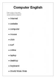 English Worksheet: Computer English