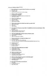 English Worksheet: Are you a fashion victim questionnaire?