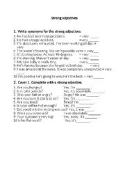 English worksheet: strong adjectives