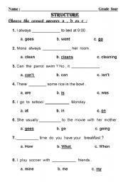 English worksheet: structure for grade4