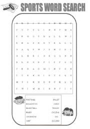 English Worksheet: Sports Word Search