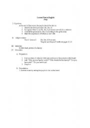 English Worksheet: lesson plan