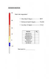 English worksheet: thermometer