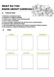 English Worksheet: carnival