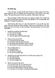 English Worksheet: The Golden Egg