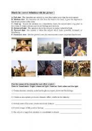English Worksheet: MATCHING EXERCISE - Cinema techniques and effects