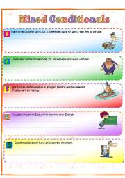 English Worksheet: MIXED CONDITIONALS (1st-2nd-3rd)