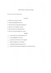 English worksheet: wh question with present perfect