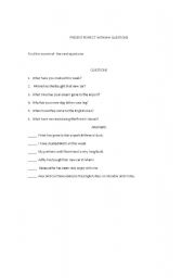 English Worksheet: wh question with present perfect