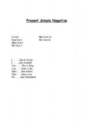 English worksheet: Basic Present simple negative