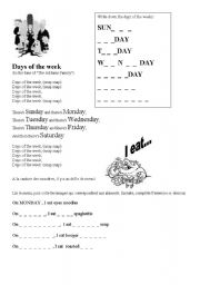 English Worksheet: Days of the week