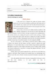 English Worksheet: Child labour