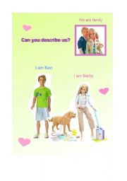 English worksheet: Describe Barbis family and Bratz-girl