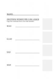 English Worksheet: Emotion Words
