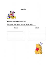 English Worksheet: Adjectives