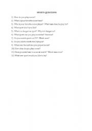 English worksheet: Conversation questions:  sports