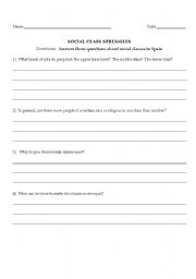 English worksheet: Social Class Struggles