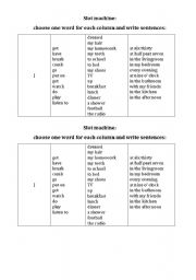 English Worksheet: slot machine