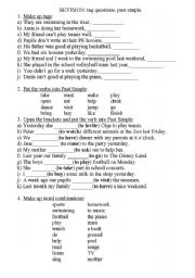 English Worksheet: Revision of Past Simple, tag questions