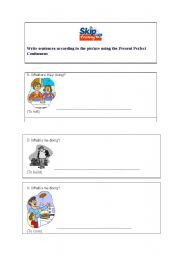 English worksheet: present progressive grammar exercises