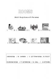 English worksheet: ROOMS
