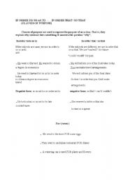 English worksheet: in order to-so as to presentation