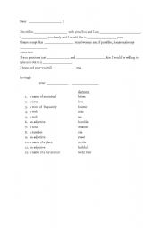 English Worksheet: Funny Letter for your Valentine