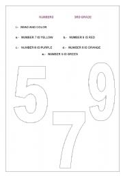 English worksheet: NUMBERS FROM 5 TO 9