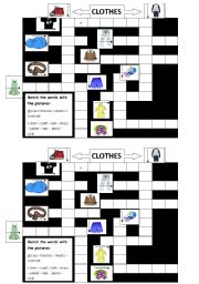 English Worksheet: Crossword-Clothes