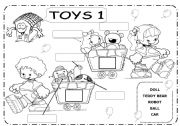 English Worksheet: TOYS 1 -  B&W   especially for very Young learners
