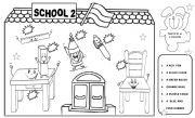 English Worksheet: SCHOOL 2 - 	 For very Young learners  B&W  -