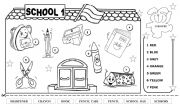 SCHOOL 1 - 	 For very Young learners  B&W  - EDITABLE 