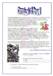 English Worksheet: CARNIVAL IN BRAZIL