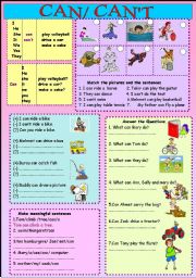 English Worksheet: Can/ cant