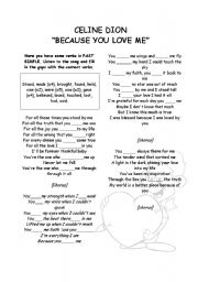 English Worksheet: because you loved me (song)