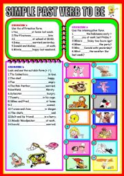 English Worksheet: SIMPLE PAST:VERB TO BE